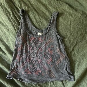 Gray Tank Top with Geometric Design